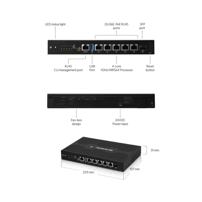 Ubiquiti ER-6P UISP EdgeRouter 6 PoE Gigabit Router