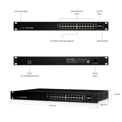 Ubiquiti ES-24-500W UISP EdgeSwitch 24 PoE Layer 2/3 Switch