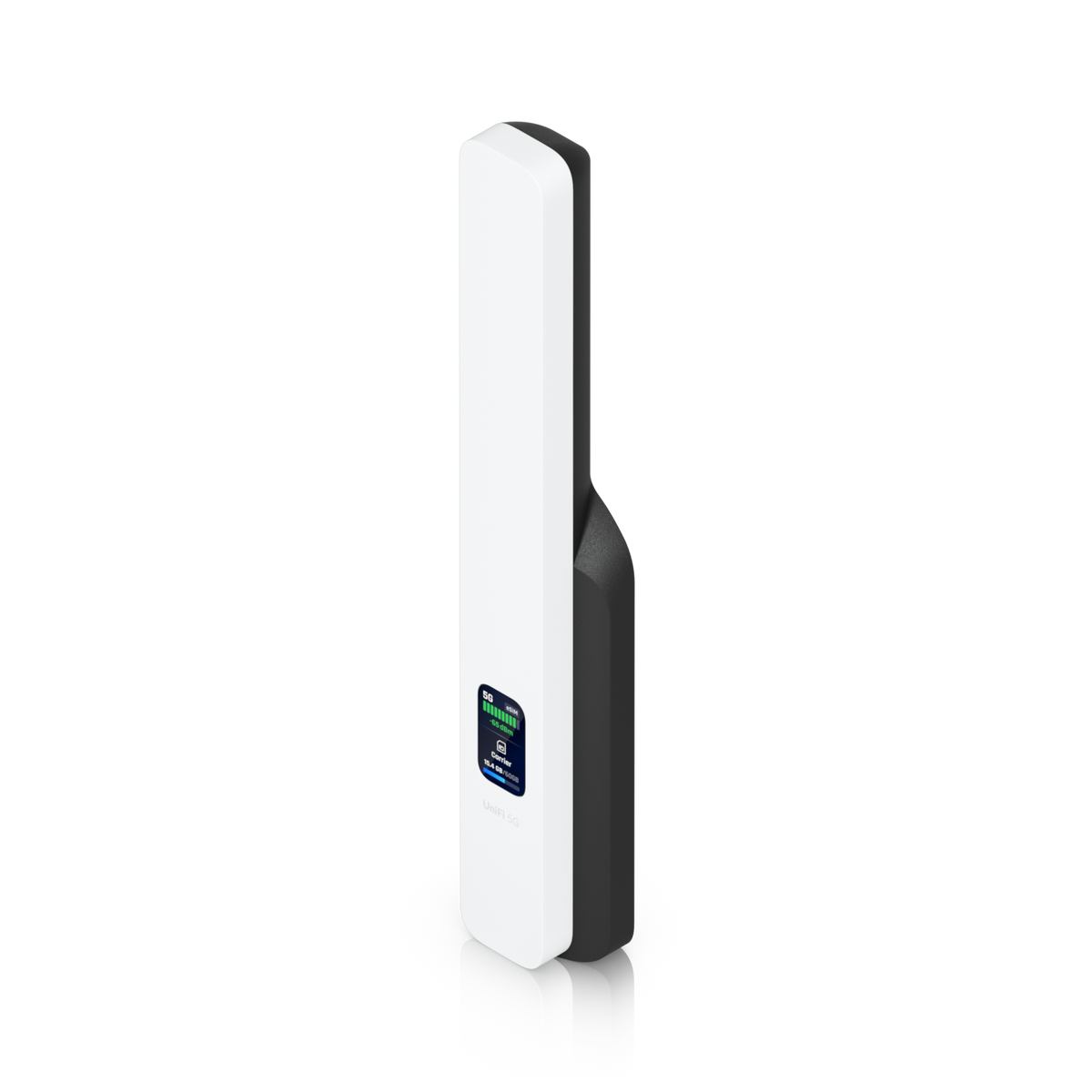 Ubiquiti U5G UniFi 5G Backup viewed from above at an angle, showing the front display and rear housing