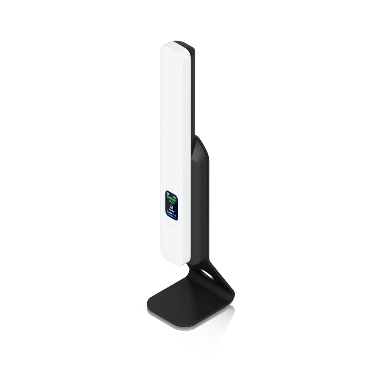Ubiquiti U5G UniFi 5G Backup on a black desktop stand with the front status display visible