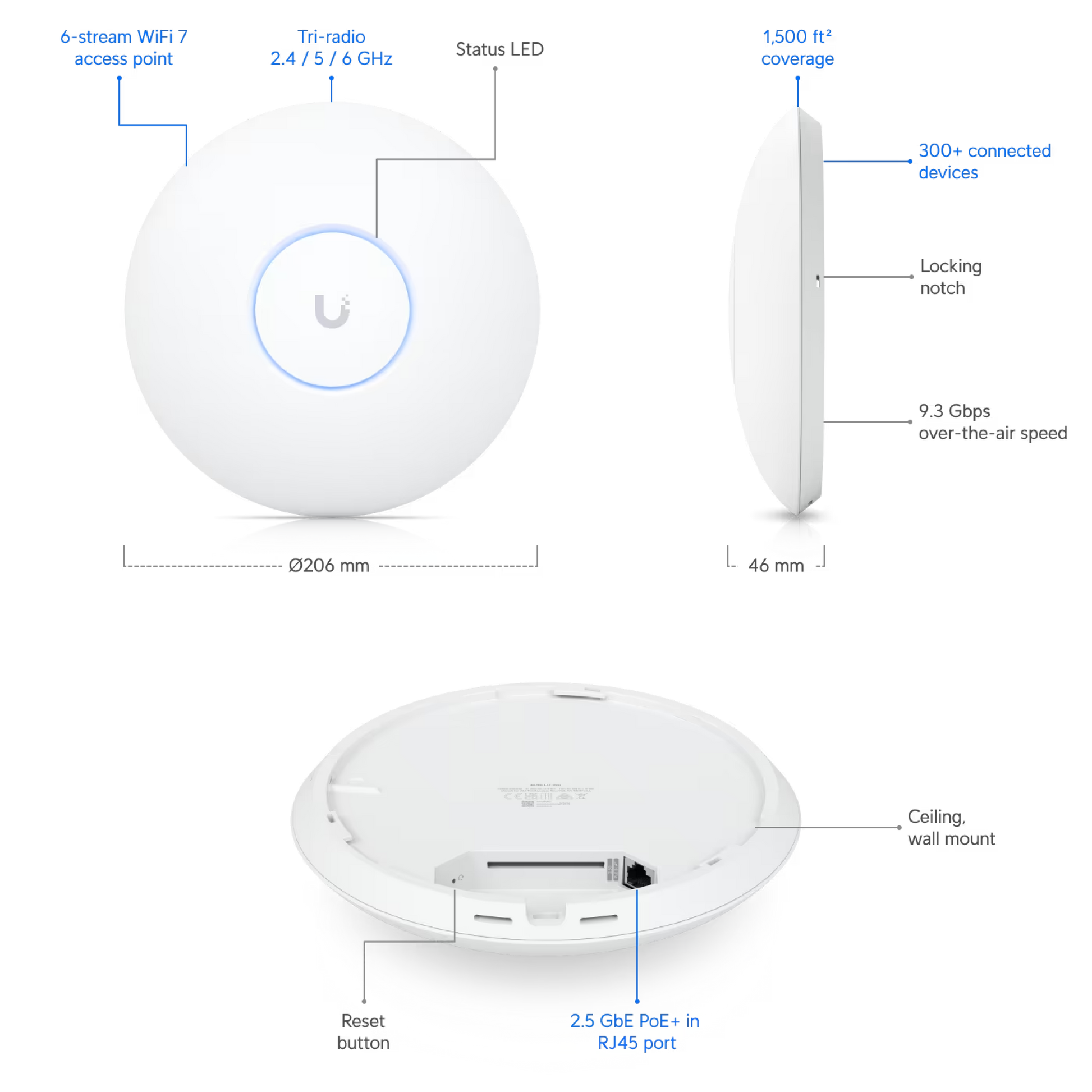 Ubiquiti UniFi U7 Pro WiFi 7 Access Point Ubiquiti UniFi U7 Pro WiFi 7 Access Point