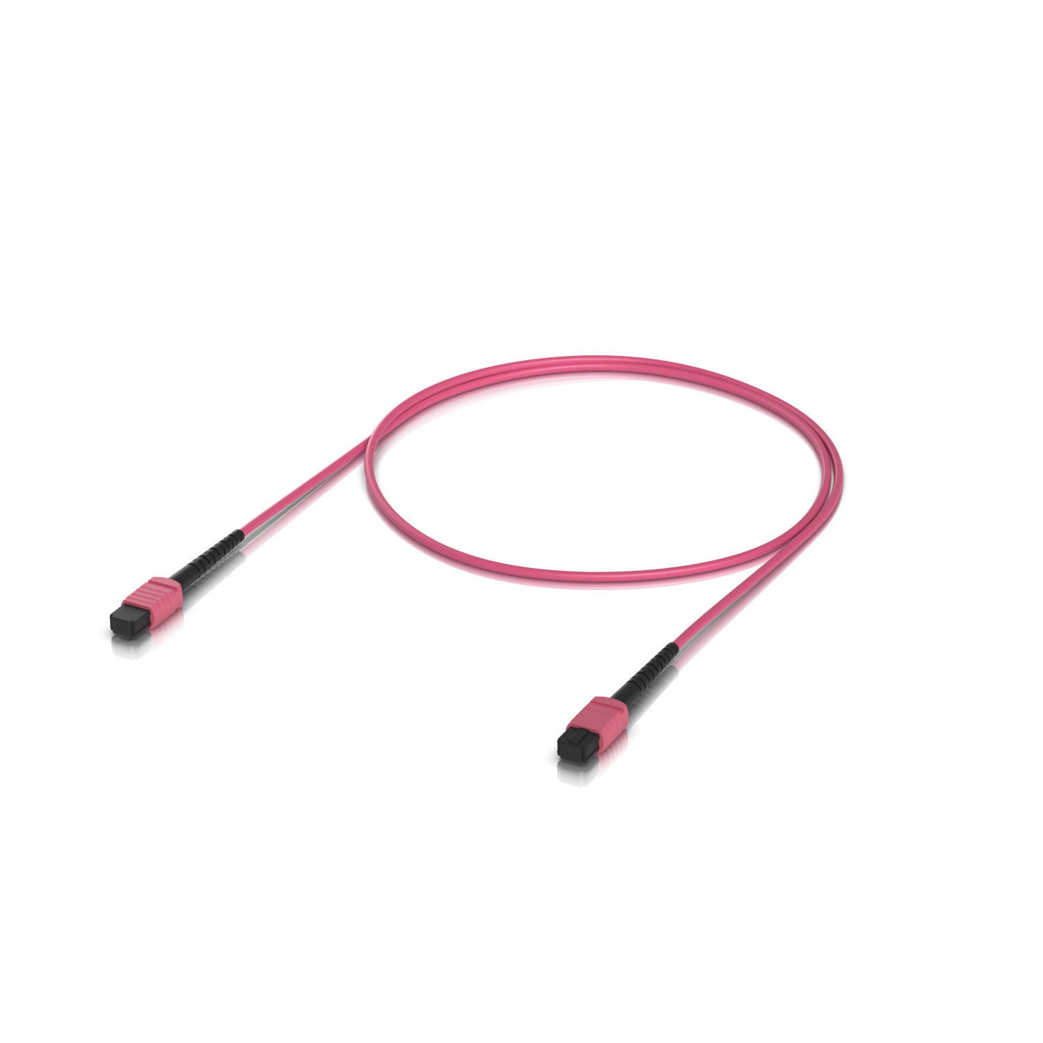 Ubiquiti UACC-OFC-MA-MPMP-1M UniFi OM4 MPO-12 UPC Fiber Patch Cable shown in a rear view with visible ports and connection sockets.