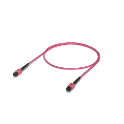 Ubiquiti UACC-OFC-MA-MPMP-1M UniFi OM4 MPO-12 UPC Fiber Patch Cable shown in a rear view with visible ports and connection sockets.