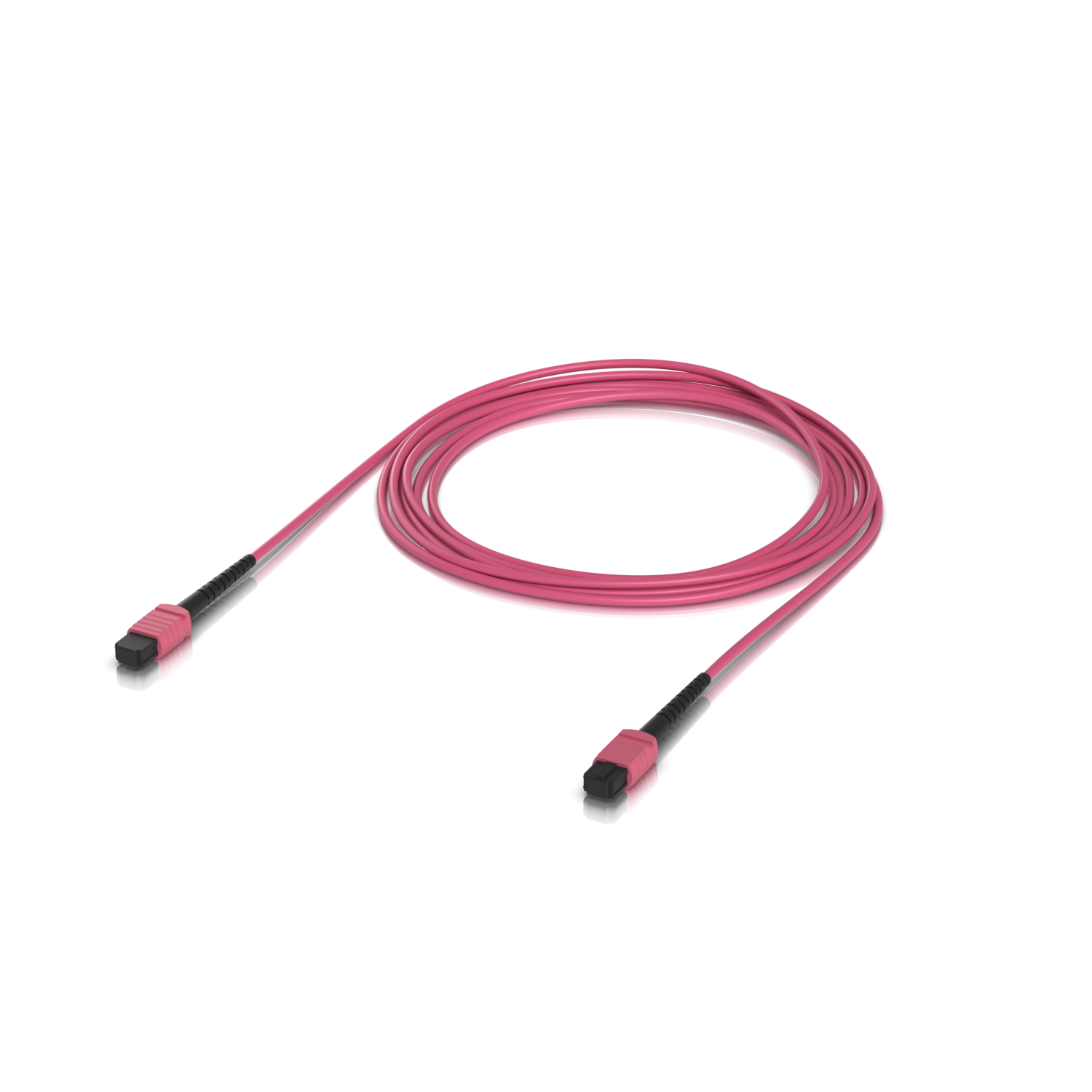 Ports and connection sockets of the Ubiquiti UACC-OFC-MA-MPMP-3M UniFi OM4 MPO-12 UPC Fiber Patch Cable seen in a rear view.