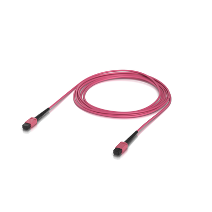 Ports and connection sockets of the Ubiquiti UACC-OFC-MA-MPMP-3M UniFi OM4 MPO-12 UPC Fiber Patch Cable seen in a rear view.