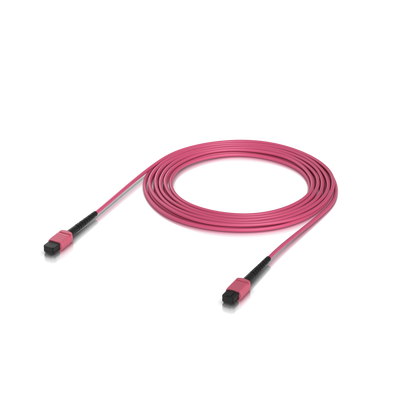 Ubiquiti UACC-OFC-MA-MPMP-5M UniFi OM4 MPO-12 UPC Fiber Patch Cable viewed from the rear showing visible ports and connection sockets.