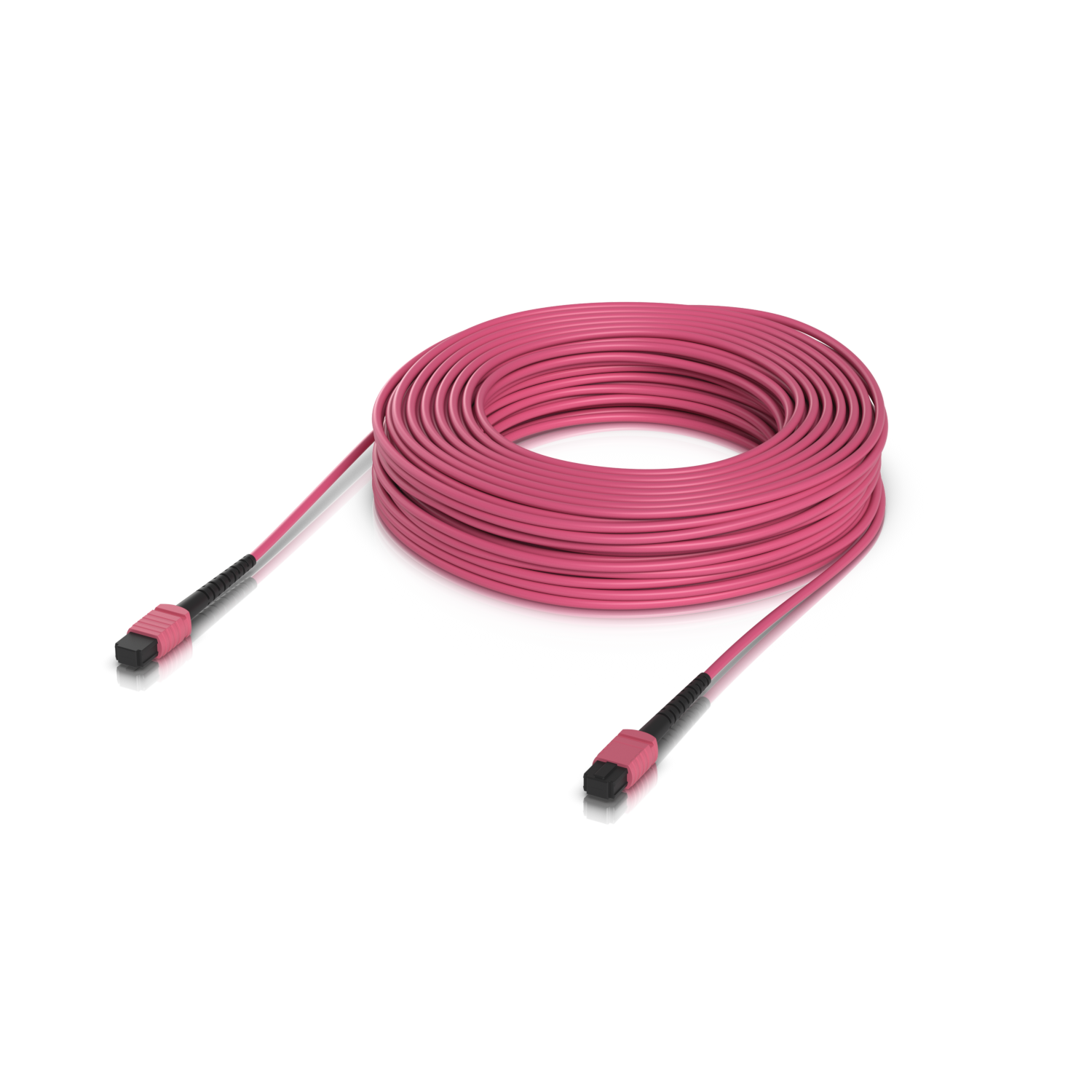 Ports and connection sockets of the Ubiquiti UACC-OFC-MA-MPMP-30M UniFi OM4 MPO-12 UPC Fiber Patch Cable seen in a back-panel view.