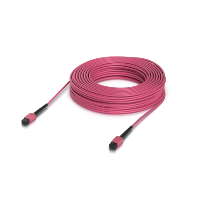 Ports and connection sockets of the Ubiquiti UACC-OFC-MA-MPMP-30M UniFi OM4 MPO-12 UPC Fiber Patch Cable seen in a back-panel view.