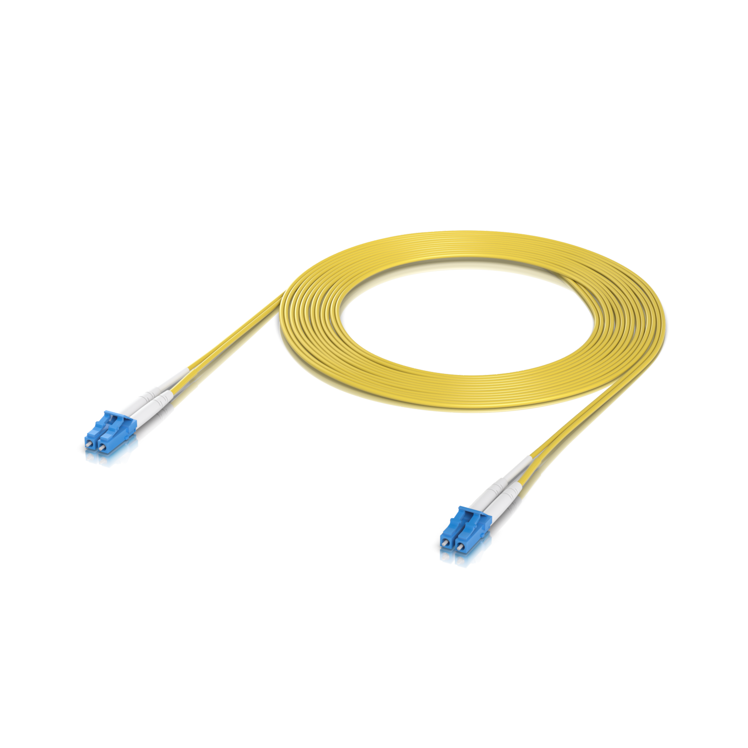 Ports and connection sockets of the Ubiquiti UACC-OFC-S2-LULU-3M UniFi OS2 Duplex LC UPC Fiber Patch Cable seen in a rear view.