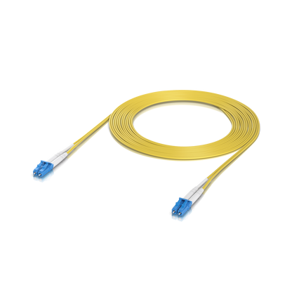 Ports and connection sockets of the Ubiquiti UACC-OFC-S2-LULU-3M UniFi OS2 Duplex LC UPC Fiber Patch Cable seen in a rear view.