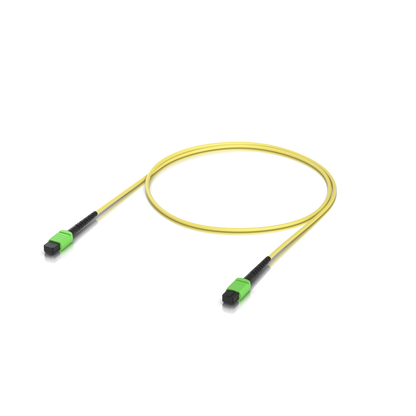 Ubiquiti UACC-OFC-SA-MPMP-1M UniFi OS2 MPO-12 APC Fiber Patch Cable shown in a rear view with visible ports and connection sockets.