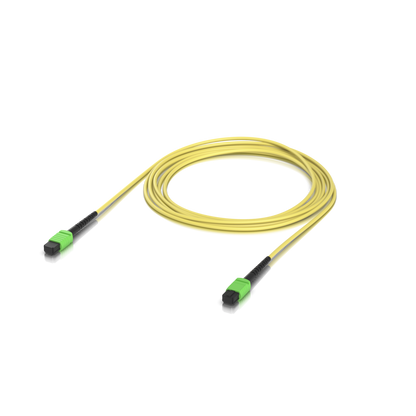 Ports and connection sockets of the Ubiquiti UACC-OFC-SA-MPMP-3M UniFi OS2 MPO-12 APC Fiber Patch Cable seen in a rear view.