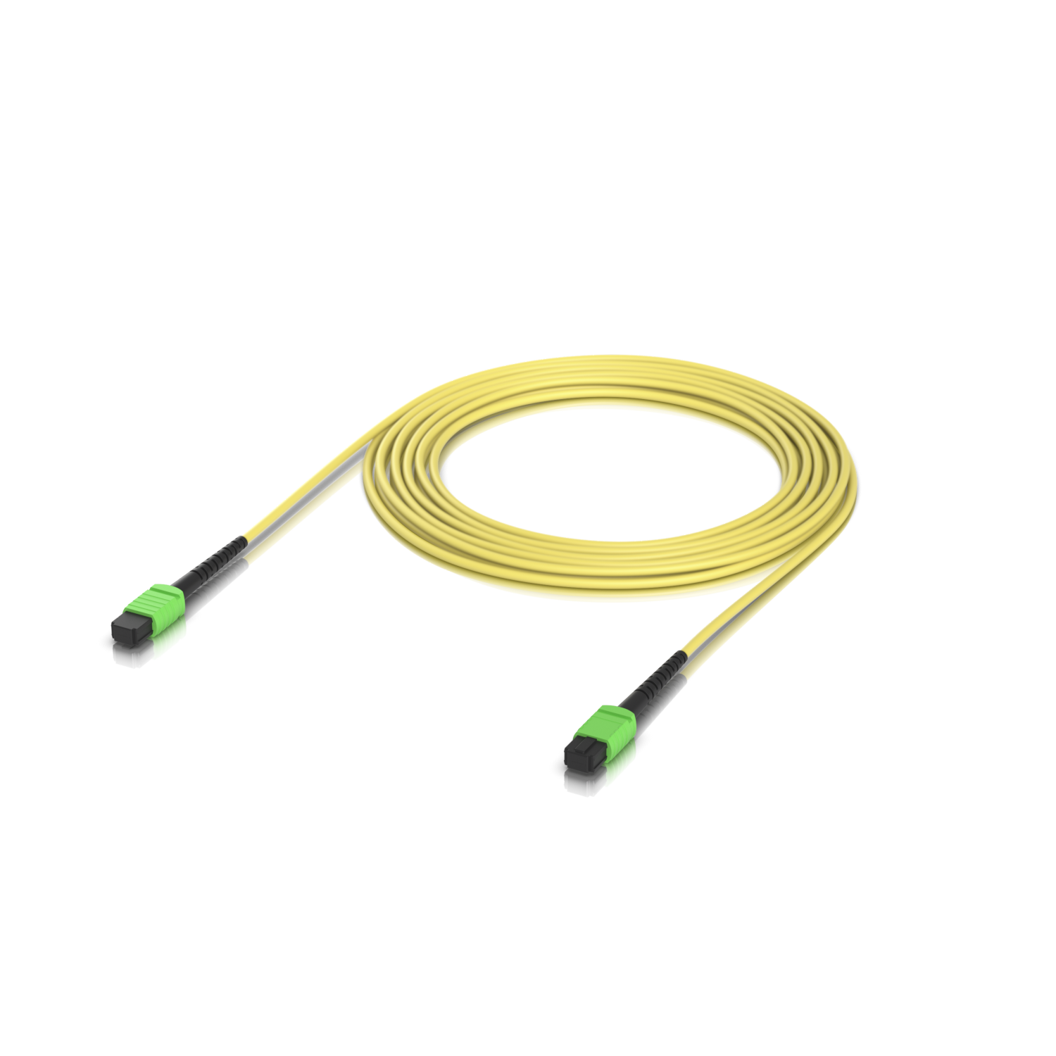 Ubiquiti UACC-OFC-SA-MPMP-5M UniFi OS2 MPO-12 APC Fiber Patch Cable viewed from the rear showing visible ports and connection sockets.