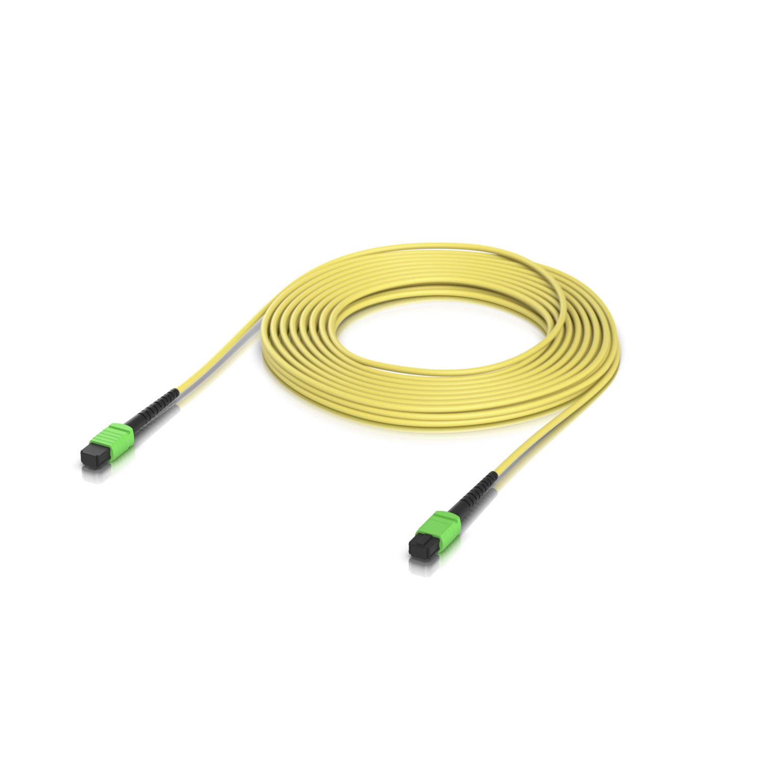 Back-panel view of the Ubiquiti UACC-OFC-SA-MPMP-10M UniFi OS2 MPO-12 APC Fiber Patch Cable showing visible ports and connection sockets.
