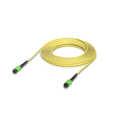 Back-panel view of the Ubiquiti UACC-OFC-SA-MPMP-10M UniFi OS2 MPO-12 APC Fiber Patch Cable showing visible ports and connection sockets.