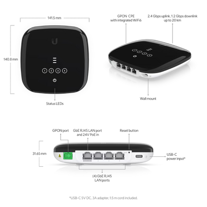 Ubiquiti UF-WiFi6 UISP Fiber WiFi 6 GPON CPE