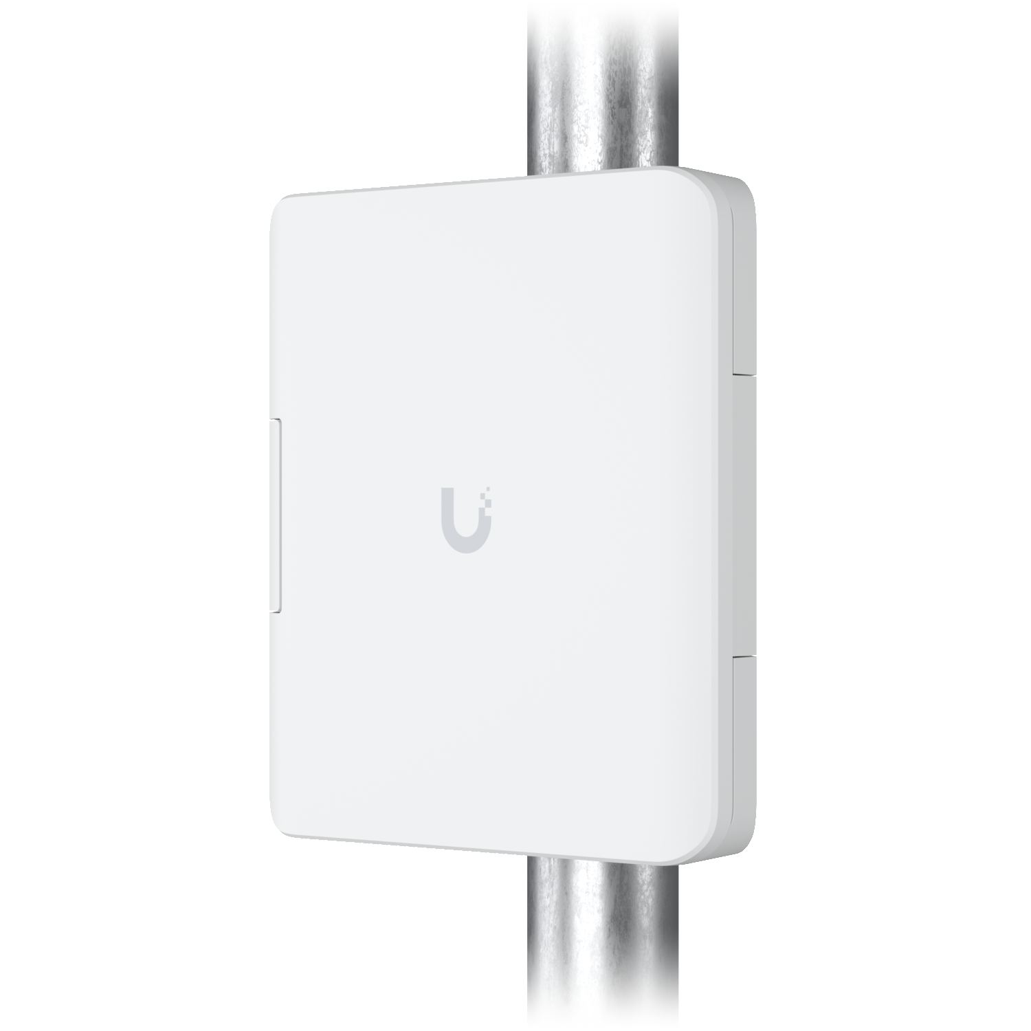Ubiquiti UACC-UF-Terminal-Box UISP Fiber Outdoor Terminal Box mounted vertically on an outdoor pole