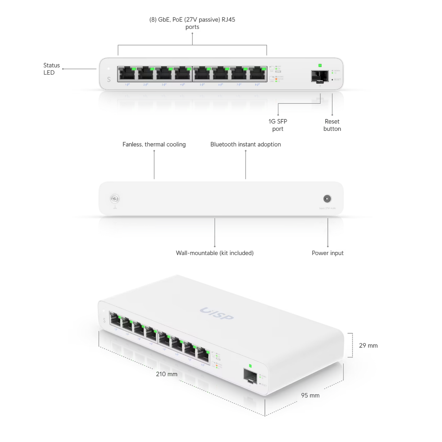 Ubiquiti UISP-S UISP Switch Layer 2 Gigabit PoE Switch