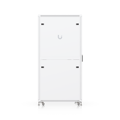 Ubiquiti UACC-Rack-42U-1000-G UniFi 42U rack cabinet rear view with removable rear panels and caster wheels