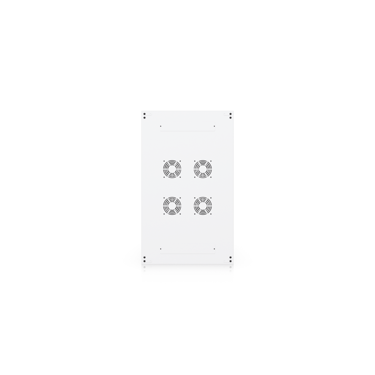 Top view of Ubiquiti UACC-Rack-42U-1000-P 42U rack cabinet showing four circular fan mounting positions on the roof panel.