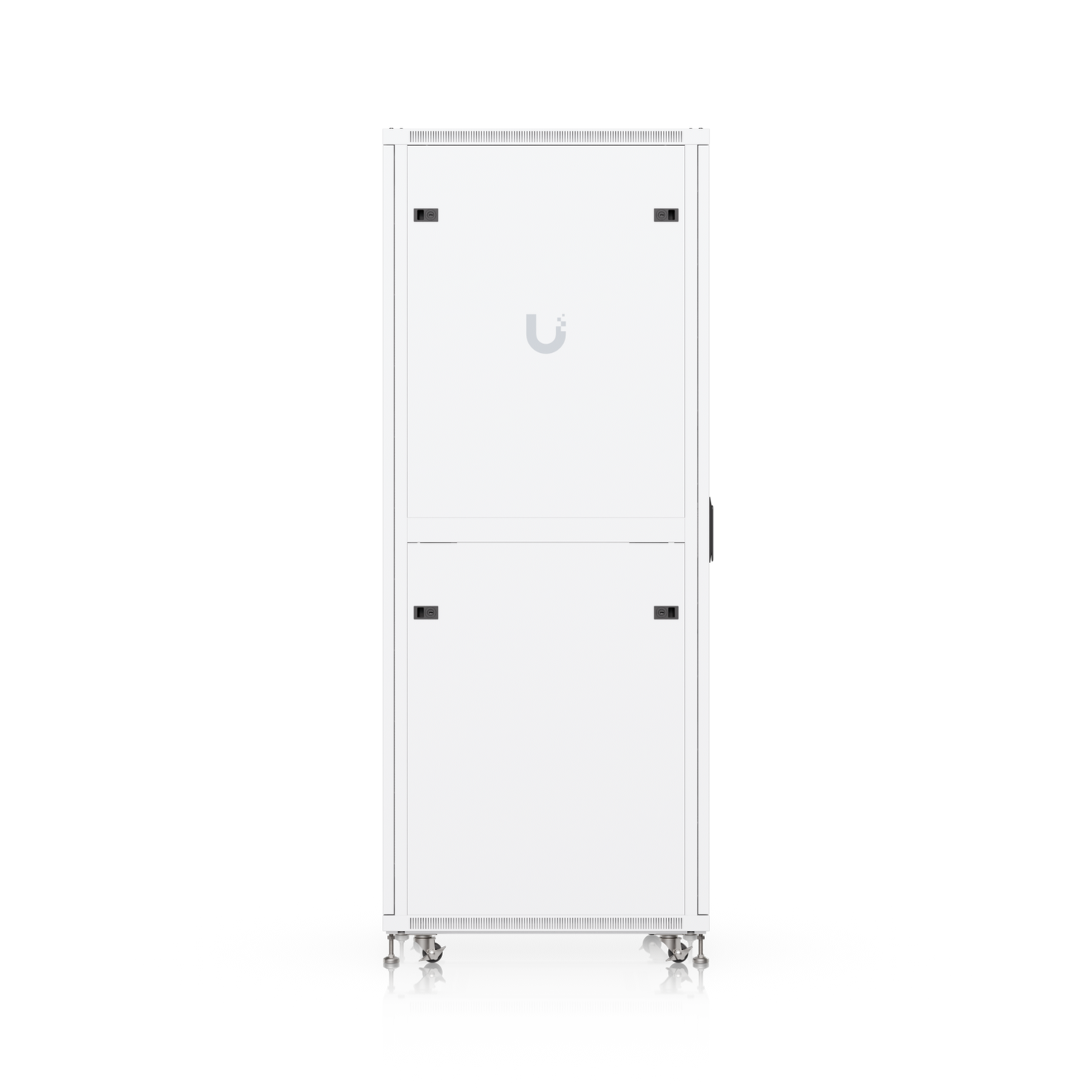 Rear view of Ubiquiti UniFi 800mm 42U rack cabinet with removable split panels and caster wheels