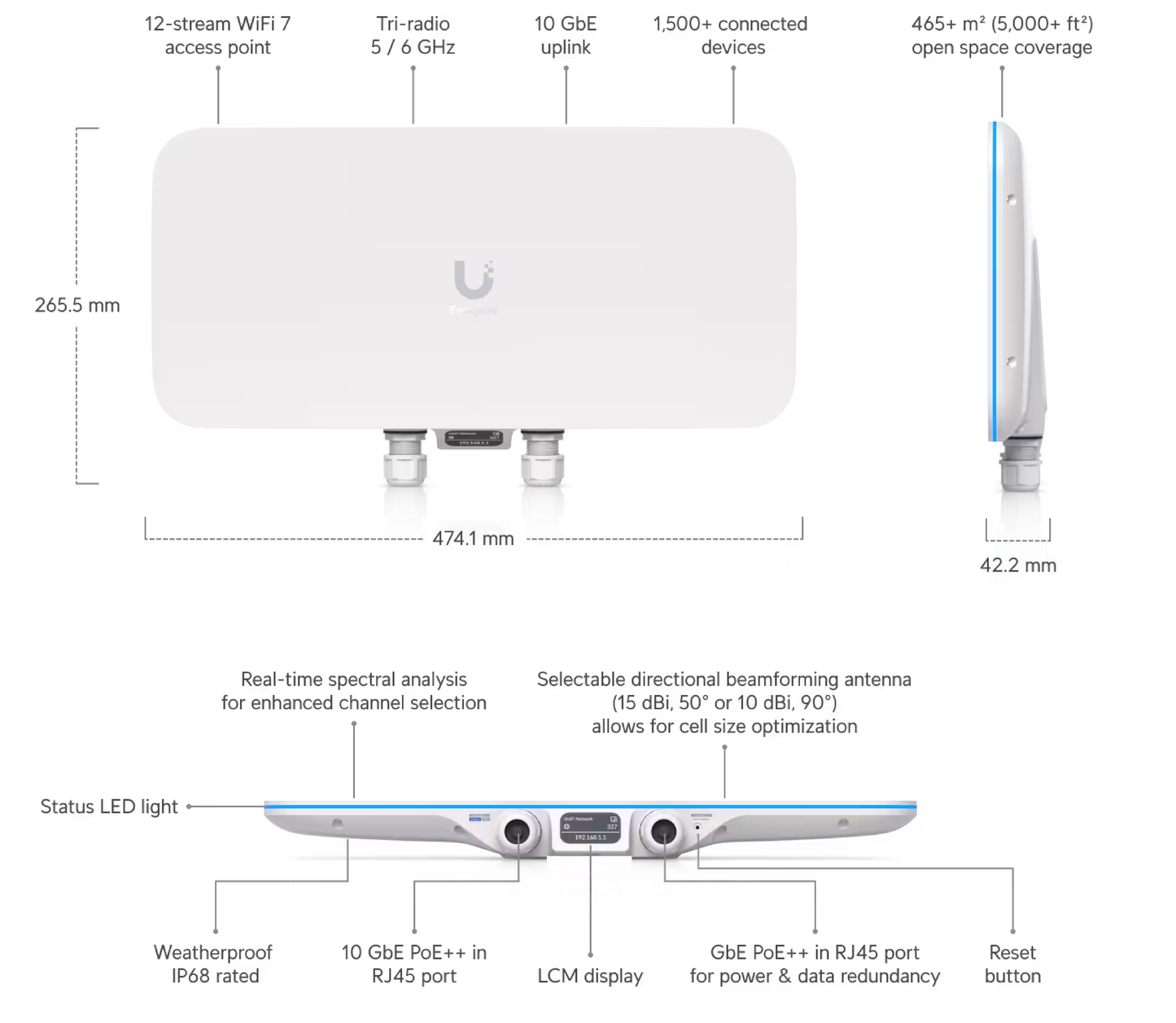 Ubiquiti UniFi E7 Audience Enterprise WiFi 7 Access Point