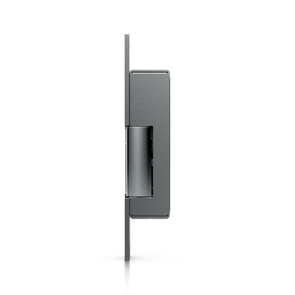 Ubiquiti UACC-Lock-Strike-Safe-8mm UniFi narrow 8mm strike lock, opposite side profile showing the compact housing and keeper.