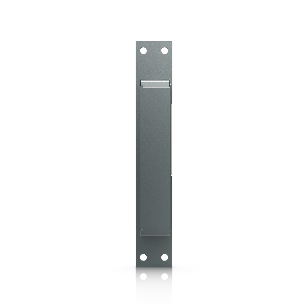 Ubiquiti UACC-Lock-Strike-Secure-8mm UniFi Narrow 8mm Fail-Secure Strike Lock rear view showing the enclosed housing and four faceplate mounting holes.