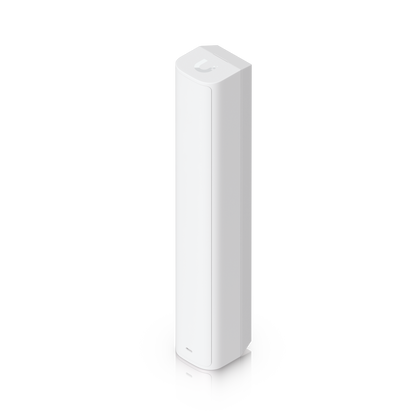 Elevated front angle of the Ubiquiti USL-GlassBreak sensor showing its status indicator and UniFi logo