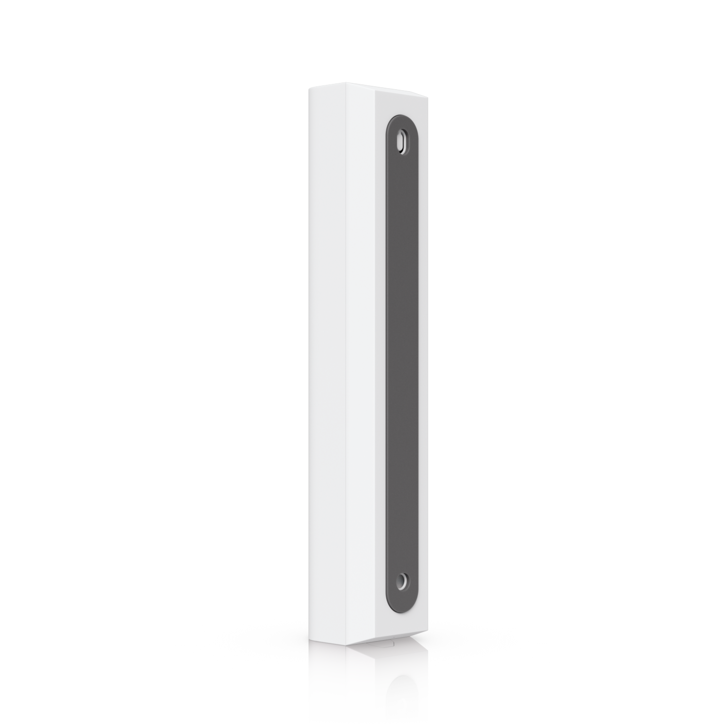 Rear three-quarter view of the Ubiquiti USL-GlassBreak sensor showing its mounting plate and fixing slots