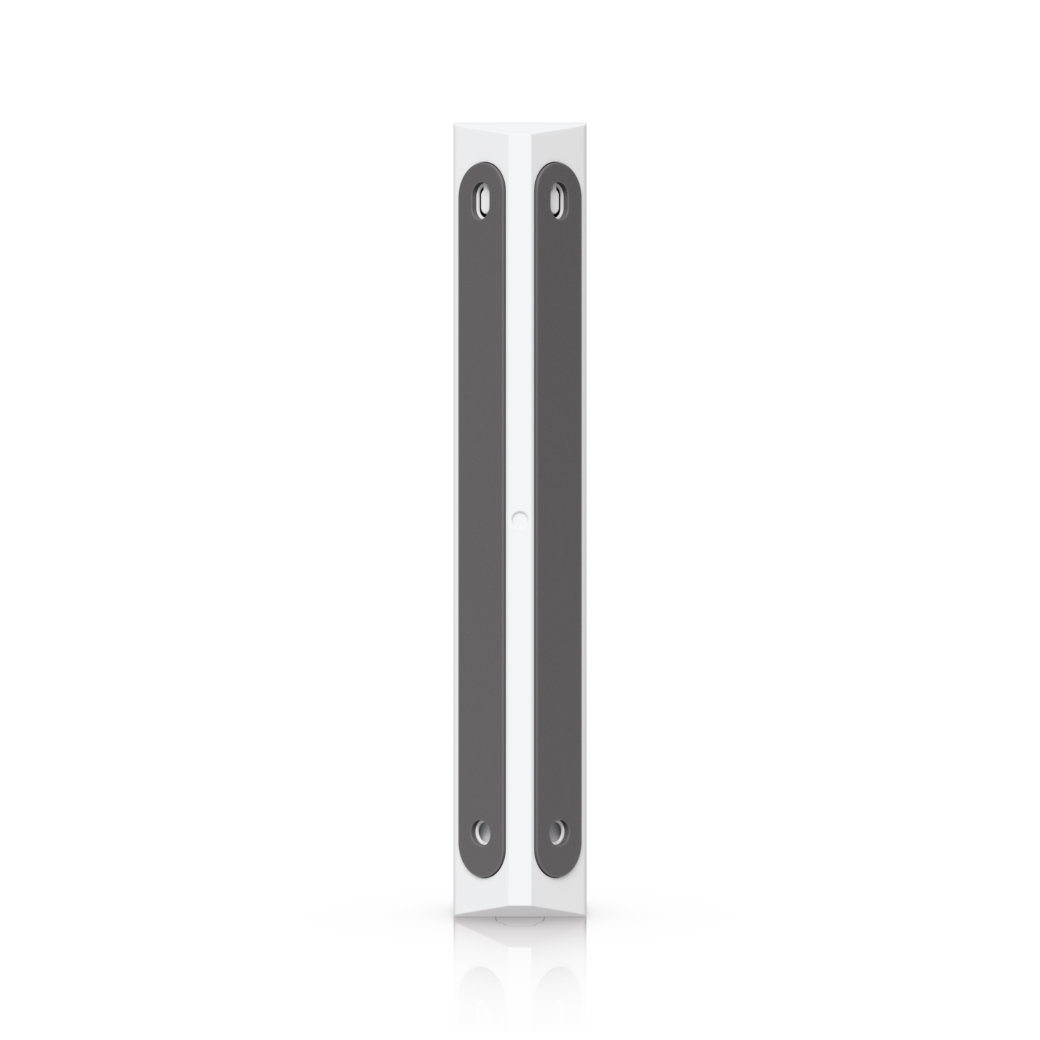 Rear corner view of the Ubiquiti USL-GlassBreak sensor showing recessed mounting strips and fixing openings