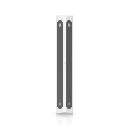 Rear corner view of the Ubiquiti USL-GlassBreak sensor showing recessed mounting strips and fixing openings
