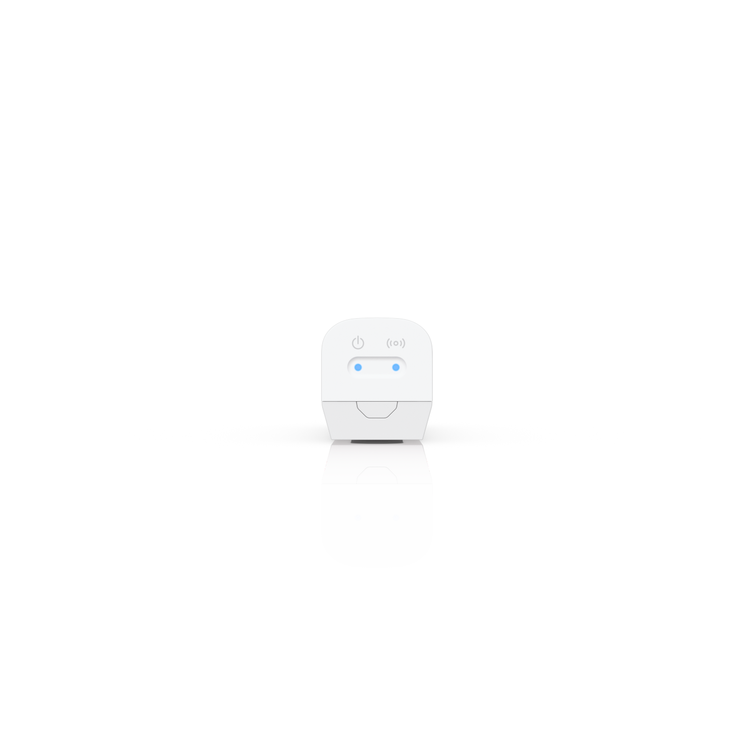 Bottom view of the Ubiquiti USL-GlassBreak UniFi Glass Break Sensor with illuminated status indicators