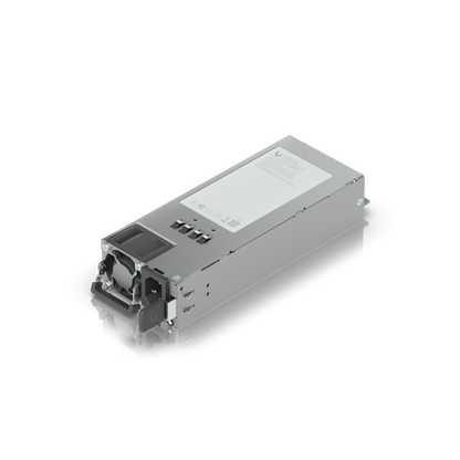 Ubiquiti UACC-PSU-12V-150W UniFi 150W hot-swappable power module, angled view showing cooling fan, IEC power inlet and top label