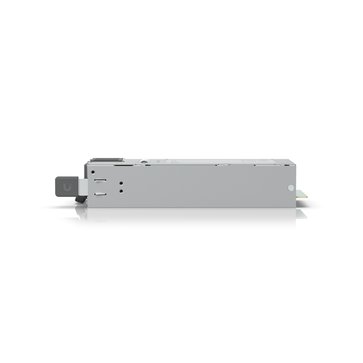 Ubiquiti UACC-PSU-12V-150W UniFi 150W hot-swappable power module, side profile with extraction handle and chassis edge connector