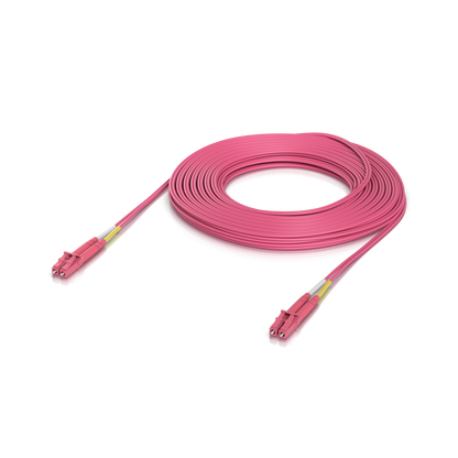 Ubiquiti UACC-OFC-M2-LULU-15M UniFi OM4 duplex LC UPC fiber patch cable 15m coiled with LC connectors at both ends
