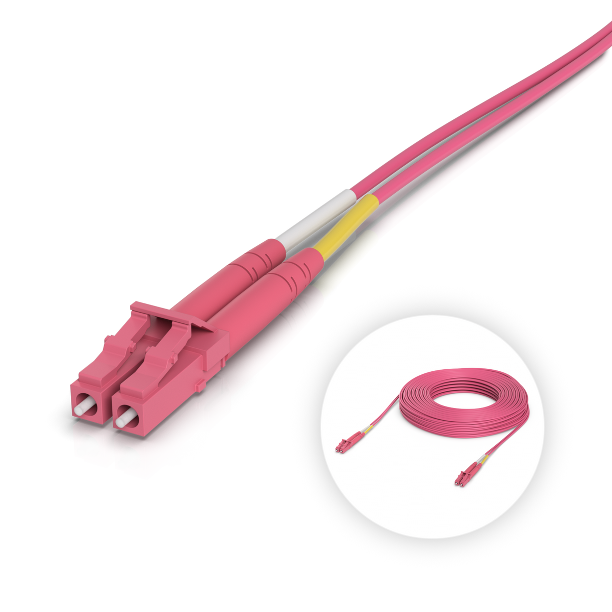Ubiquiti UACC-OFC-M2-LULU-30M UniFi OM4 Duplex LC UPC Fiber Patch Cable 30m with dual LC connectors and fibre strands