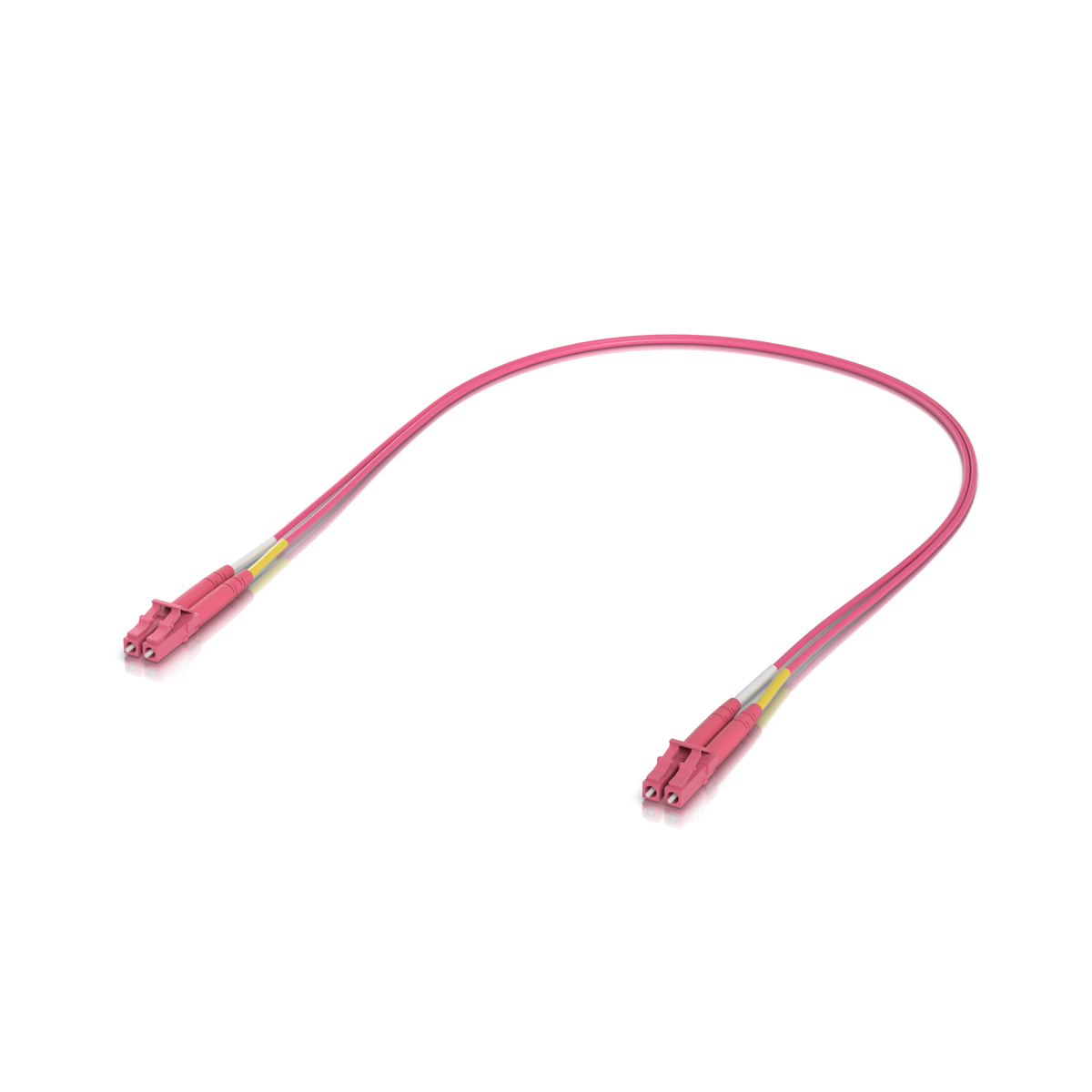 Ubiquiti UACC-OFC-M2-LULU-0.5M UniFi OM4 duplex LC UPC fibre patch cable 0.5m in a U-shaped loop with connectors at both ends.