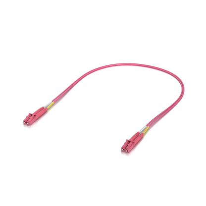 Ubiquiti UACC-OFC-M2-LULU-0.5M UniFi OM4 duplex LC UPC fibre patch cable 0.5m in a U-shaped loop with connectors at both ends.