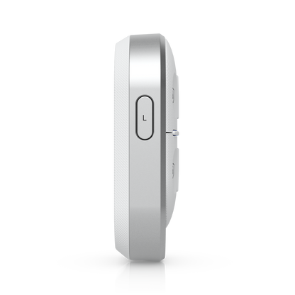 Left-side profile of the Ubiquiti USL-FOB UniFi Remote Control KeyFob with L button and textured casing.