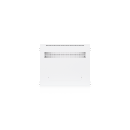 Ubiquiti UACC-Rack-12U-Wall-450-G UniFi Slim 12U cabinet bottom view with wide ventilation slots and a removable cable entry plate.