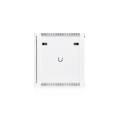 Ubiquiti UACC-Rack-12U-Wall-600-G UniFi Standard 12U rack cabinet side view with twin locking latches and centred UniFi logo.