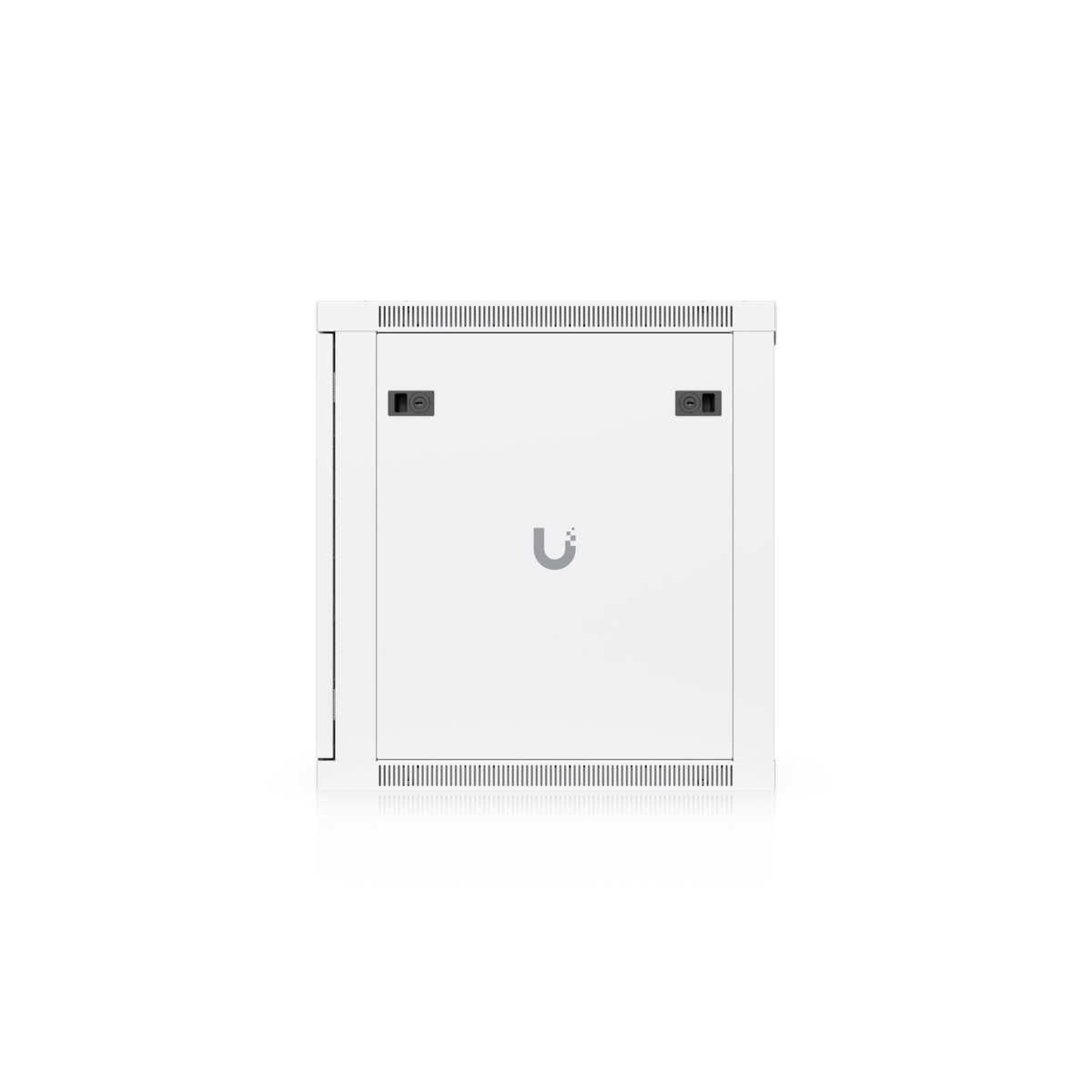 Ubiquiti UACC-Rack-12U-Wall-600-P UniFi 12U Rack Cabinet side view with removable panel, dual latches and ventilation slots