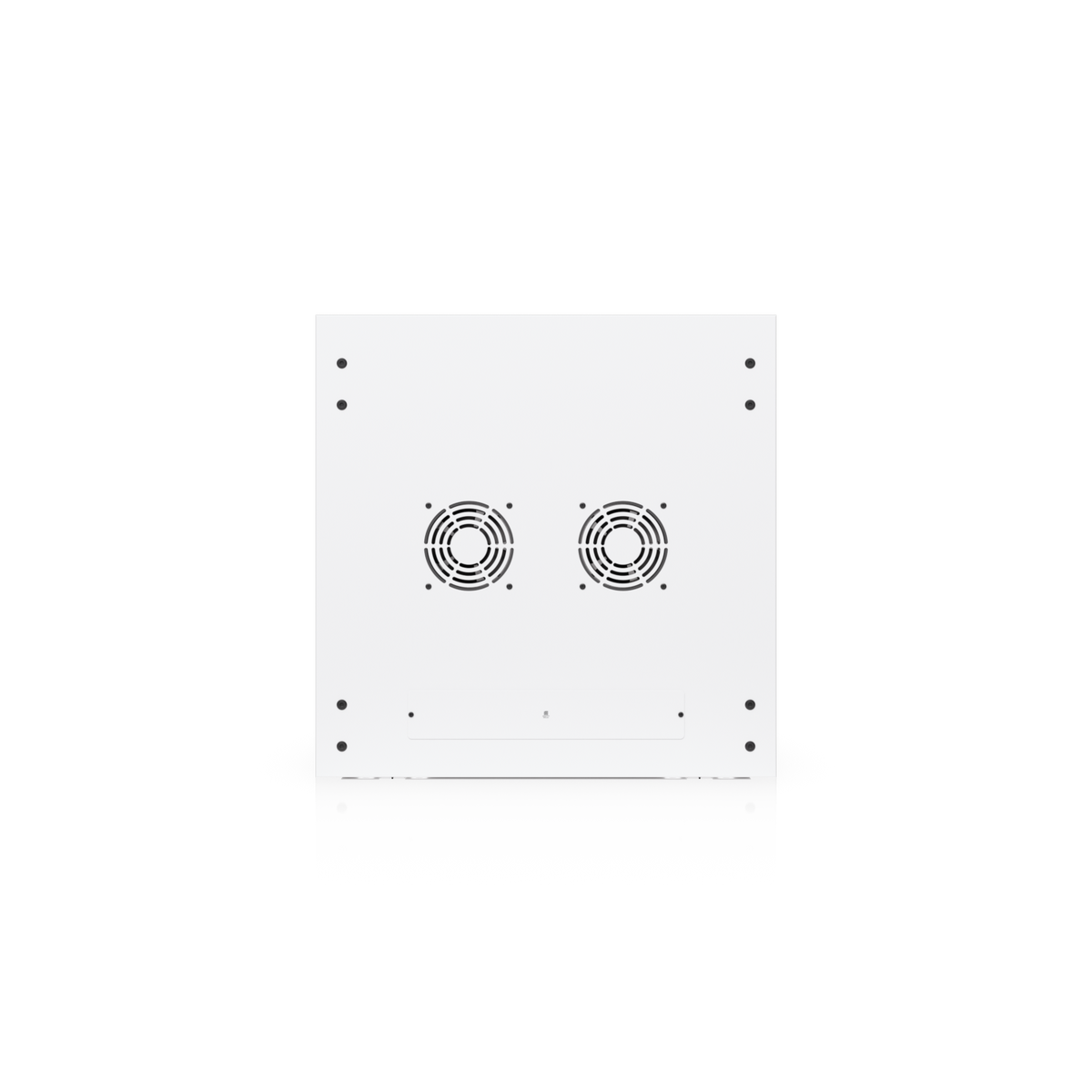 Ubiquiti UACC-Rack-12U-Wall-600-P UniFi 12U Rack Cabinet top view with dual cooling fan openings and cable access panel