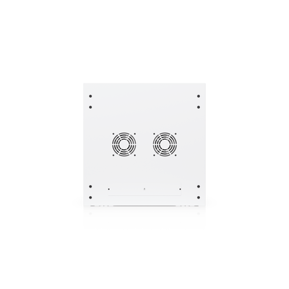 Ubiquiti UACC-Rack-12U-Wall-600-P UniFi 12U Rack Cabinet top view with dual cooling fan openings and cable access panel