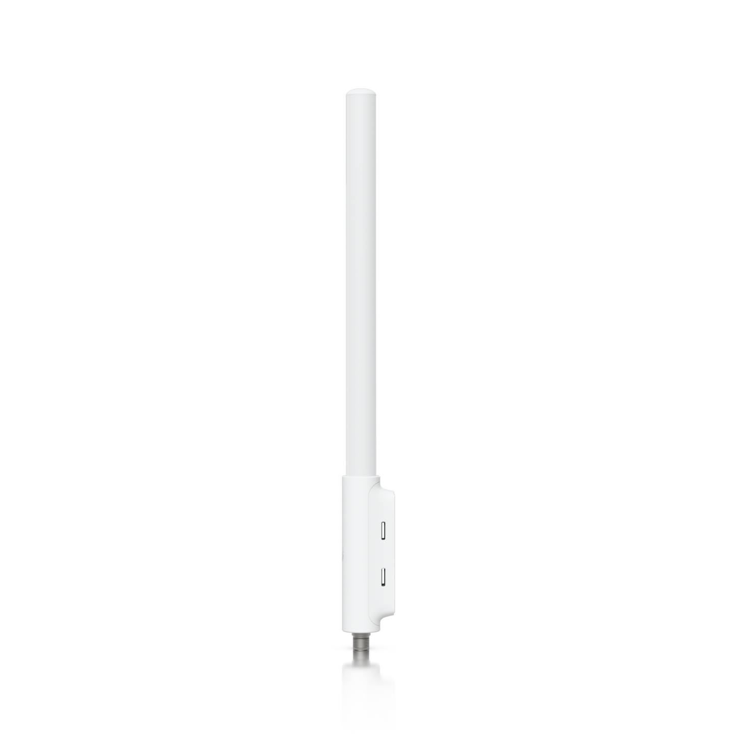 Side view of the Ubiquiti UniFi SuperLink high-gain antenna showing the bracket slots and bottom cable connector