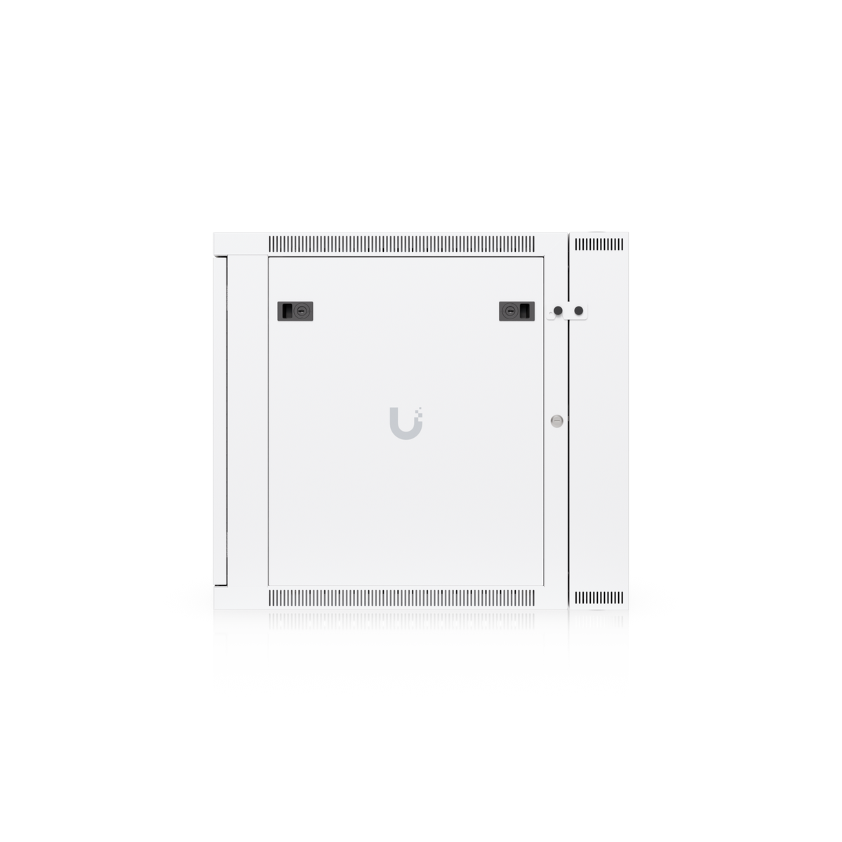 Ubiquiti UACC-Rack-12U-Wall-SW-P UniFi Swing 12U Rack Cabinet side view with locking panel and ventilation slots