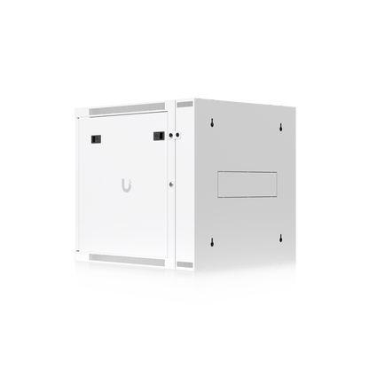 Ubiquiti UACC-Rack-12U-Wall-SW-P UniFi Swing 12U Rack Cabinet rear three-quarter view showing wall mounting points and side access panel
