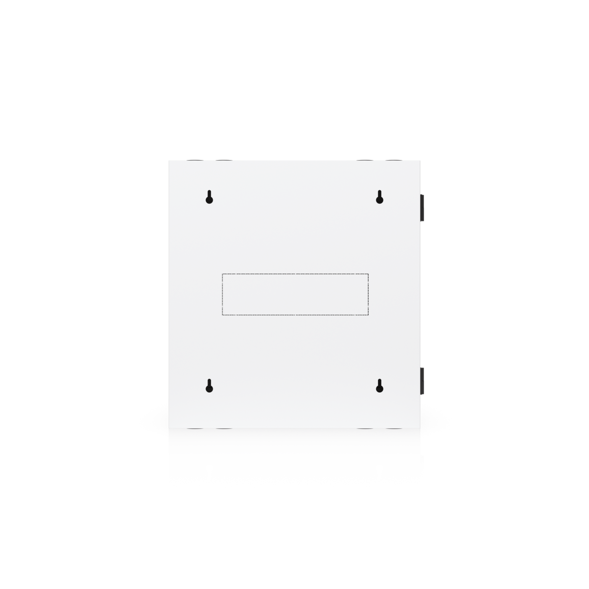 Ubiquiti UACC-Rack-12U-Wall-SW-P UniFi Swing 12U Rack Cabinet rear view with wall mounting keyholes and cable access panel