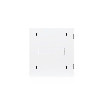 Ubiquiti UACC-Rack-12U-Wall-SW-P UniFi Swing 12U Rack Cabinet rear view with wall mounting keyholes and cable access panel